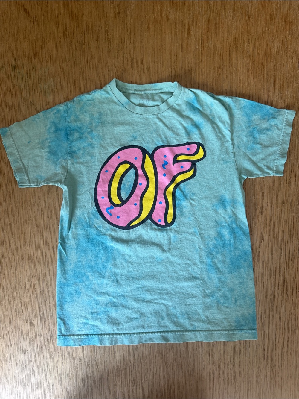 Odd Future OF Donut Logo Blue Tie Dye T-Shirt - Medium